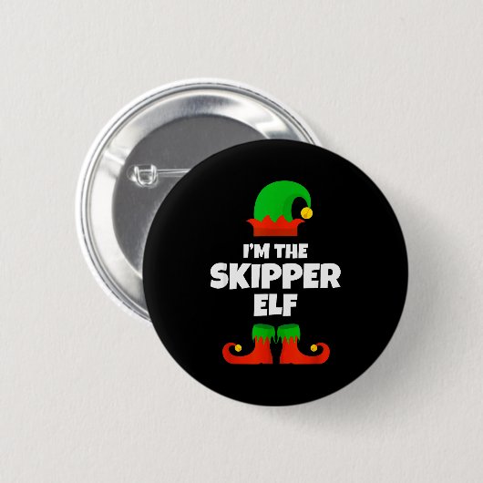 Badge Rond 5 Cm I'm The Skipper Elf Family Pajama Christmas Funny (Devant & derrière)
