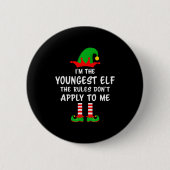 Badge Rond 5 Cm I'm The Youngest Elf Matching Family Christmas (Devant)
