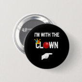 Badge Rond 5 Cm I'm with the clown Halloween Costumes (Devant & derrière)