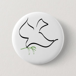 Badge Rond 5 Cm Image de la branche de la colombe et de l'olivier