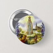 Badge Rond 5 Cm Image de l'apparition Notre Dame de Fatima (Devant & derrière)
