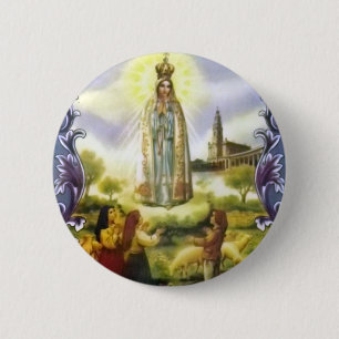 Badge Rond 5 Cm Image de l'apparition Notre Dame de Fatima