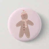 Badge Rond 5 Cm Image de l'homme en pain d'épices rose mou (Devant)