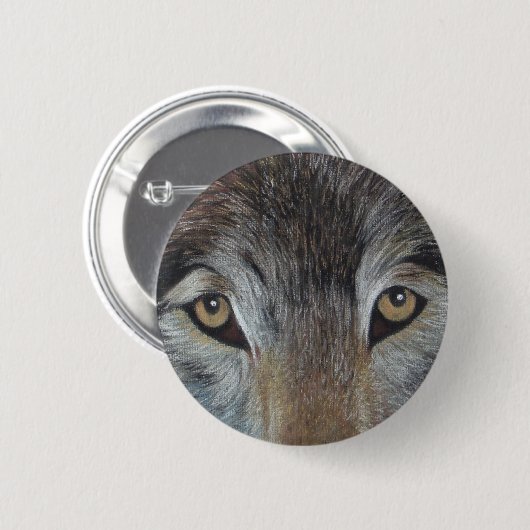 Badge Rond 5 Cm image de loups âmes yeux la faune (Devant & derrière)