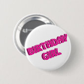 Badge Rond 5 Cm Image de texte rose fille anniversaire (Devant & derrière)