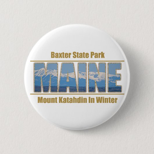 Badge Rond 5 Cm Image MAINE Texte - Mont Katahdin (Devant)