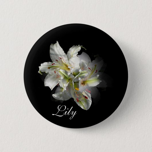 Badge Rond 5 Cm Imaginaire blanc Lilies (Devant)