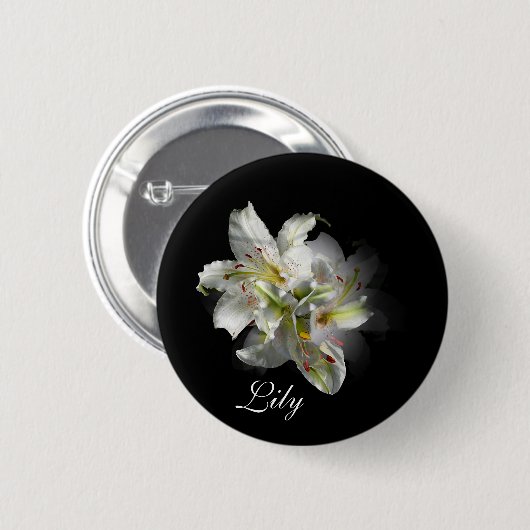 Badge Rond 5 Cm Imaginaire blanc Lilies (Devant & derrière)