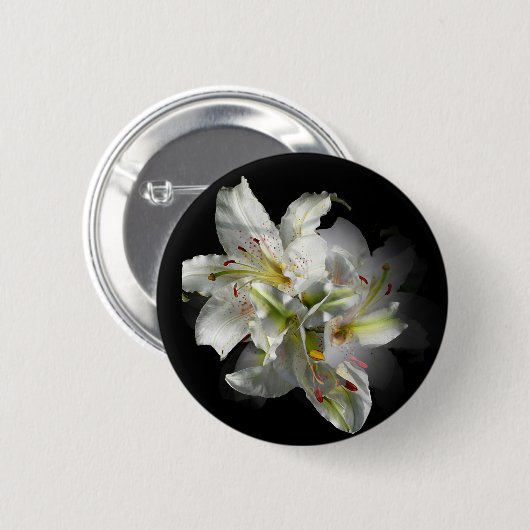 Badge Rond 5 Cm Imaginaire blanc Lilies (Devant & derrière)