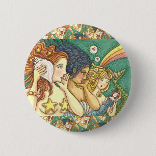 BADGE ROND 5 CM IMAGINAIRE MERMAID SISTERHOOD PARTAGER DES SAVOIRS
