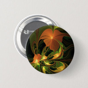 Badge Rond 5 Cm Imaginaire Plante Abstrait rouille verte Brown fra