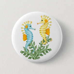 Badge Rond 5 Cm Imaginaire Seahorse