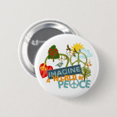 Badge Rond 5 Cm Imaginez l'art d'Abtract de paix (Devant & derrière)