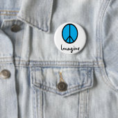 Badge Rond 5 Cm Imaginez le symbole de paix BLEU (En situation)
