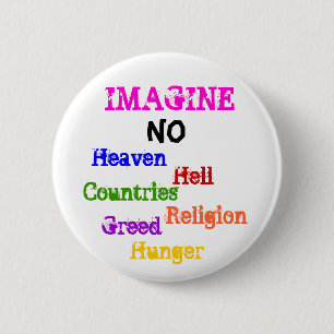 Badge Rond 5 Cm IMAGINEZ, NON, ciel, enfer, pays, religion,…