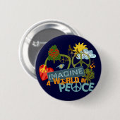 Badge Rond 5 Cm Imaginez un monde dans la paix (Devant & derrière)