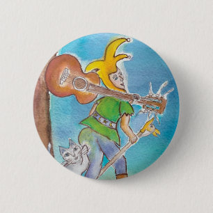 Badge Rond 5 Cm Imbécile avec la guitare (bouton rond)