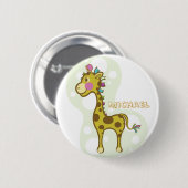 Badge Rond 5 Cm Imbécile le caractère de girafe (Devant & derrière)