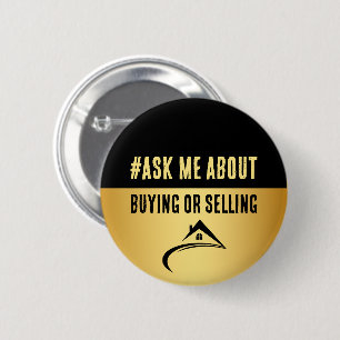 Badge Rond 5 Cm Immobilier Noir & Or