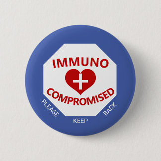 Badge Rond 5 Cm Immunocompromis - Bouton bleu et rouge