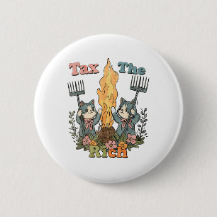 Badge Rond 5 Cm Impôt Les Chats Amusants Riches Floral Feminist