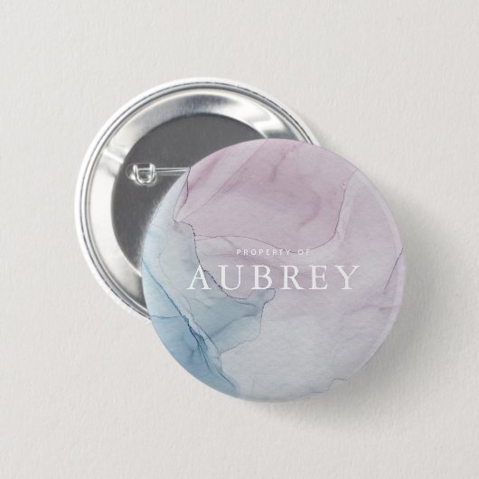 Badge Rond 5 Cm Impression Abstraite violet délicate avec nom (Devant & derrière)