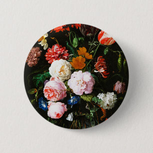 Badge Rond 5 Cm Impression d'art botanique floral sombre et lunati