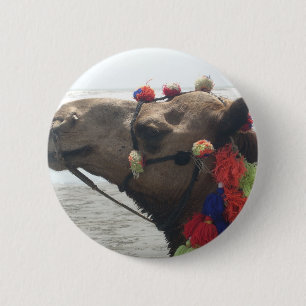 Badge Rond 5 Cm Impression d'art photo de chameau de Mascate Oman