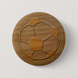 Badge Rond 5 Cm Impression De Boule De Football En Bois