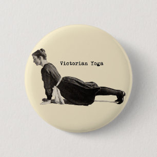 Badge Rond 5 Cm Impression de femme de yoga victorienne vintage en