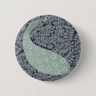 Badge Rond 5 Cm Impression de paon bleu Art Nouveau vintage Verneu
