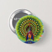 Badge Rond 5 Cm impression de paon impair (Devant & derrière)