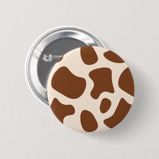Badge Rond 5 Cm Impression de vache rose et Brown (Devant & derrière)