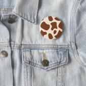 Badge Rond 5 Cm Impression de vache rose et Brown (En situation)