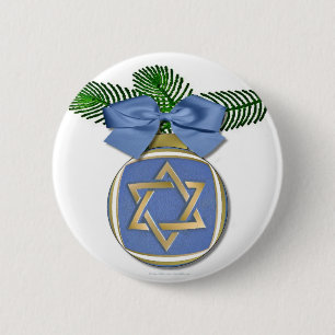Badge Rond 5 Cm Impression d'ornement de l'étoile de David Judaica