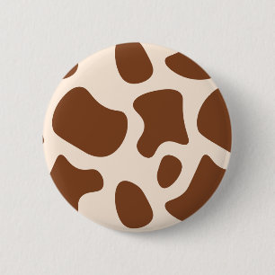 Badge Rond 5 Cm Impression vache rose et marron