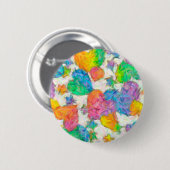 Badge Rond 5 Cm Impressionniste Pastel Valentine Hearts (Devant & derrière)