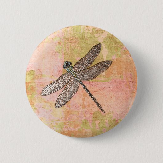 Badge Rond 5 Cm Impressions roses Libellule (Devant)