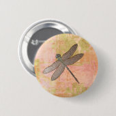 Badge Rond 5 Cm Impressions roses Libellule (Devant & derrière)