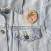 Badge Rond 5 Cm Impressions roses Libellule (En situation)
