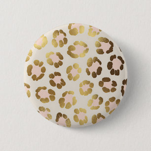 Badge Rond 5 Cm Imprimé chic léopard doré et rose pastel Animal
