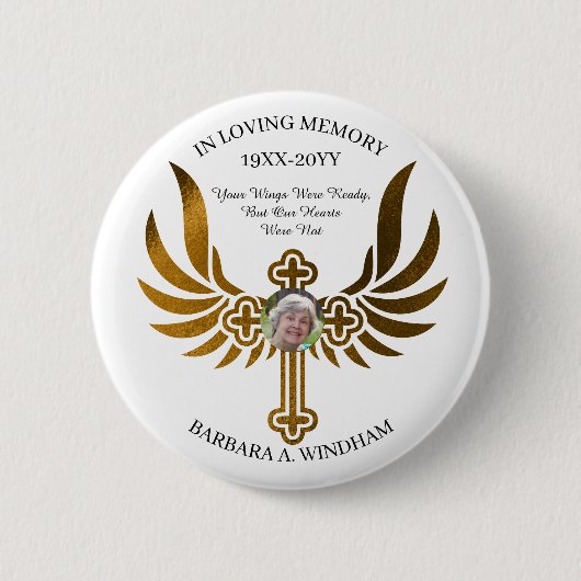 Badge Rond 5 Cm In Love Memory Photo Keepsaké croix avec ailes K (Devant)