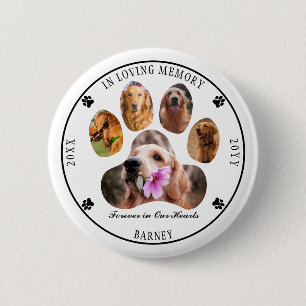 Badge Rond 5 Cm In Love Memory Photo Pet Memorial - Blanc