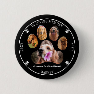 Badge Rond 5 Cm In Love Memory Photo Pet Memorial - Noir