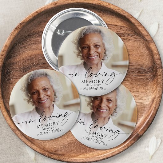 Badge Rond 5 Cm In Loving Memory Memorial Photo Personalized