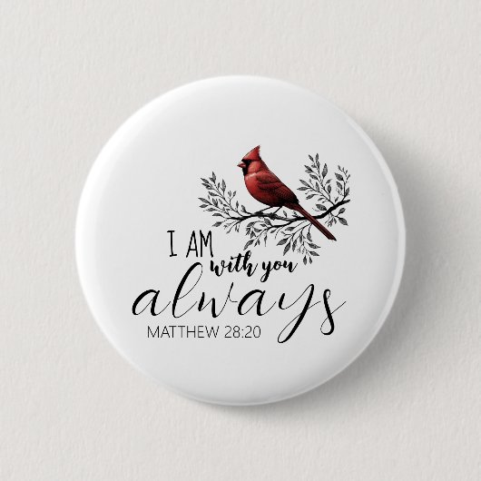 Badge Rond 5 Cm In Loving Memory: Red Cardinal  (Devant)