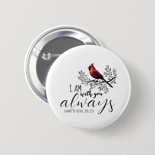 Badge Rond 5 Cm In Loving Memory: Red Cardinal  (Devant & derrière)