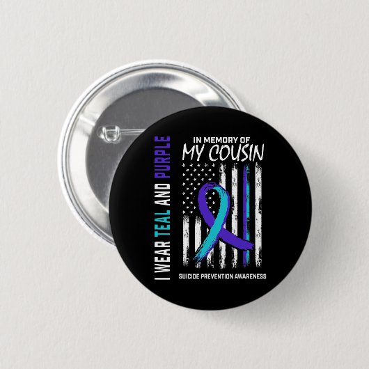 Badge Rond 5 Cm In Memory Cousin Suicide Awareness Prevention Amer (Devant & derrière)