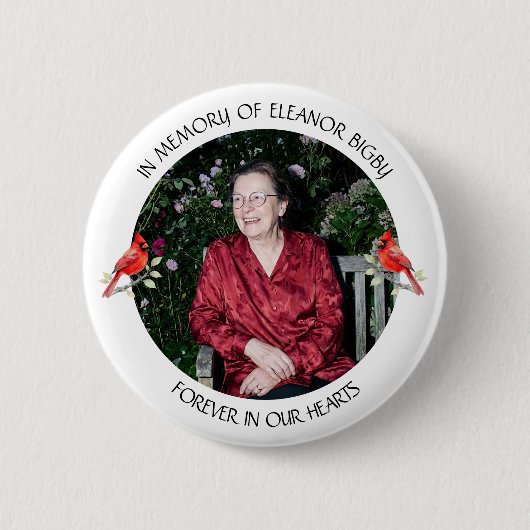 Badge Rond 5 Cm In Memory of | Cardinal Memorial Keepsake (Devant)