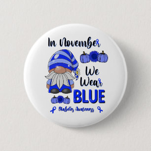 Badge Rond 5 Cm In November We Wear Blue: Gnome Diabetes Awareness